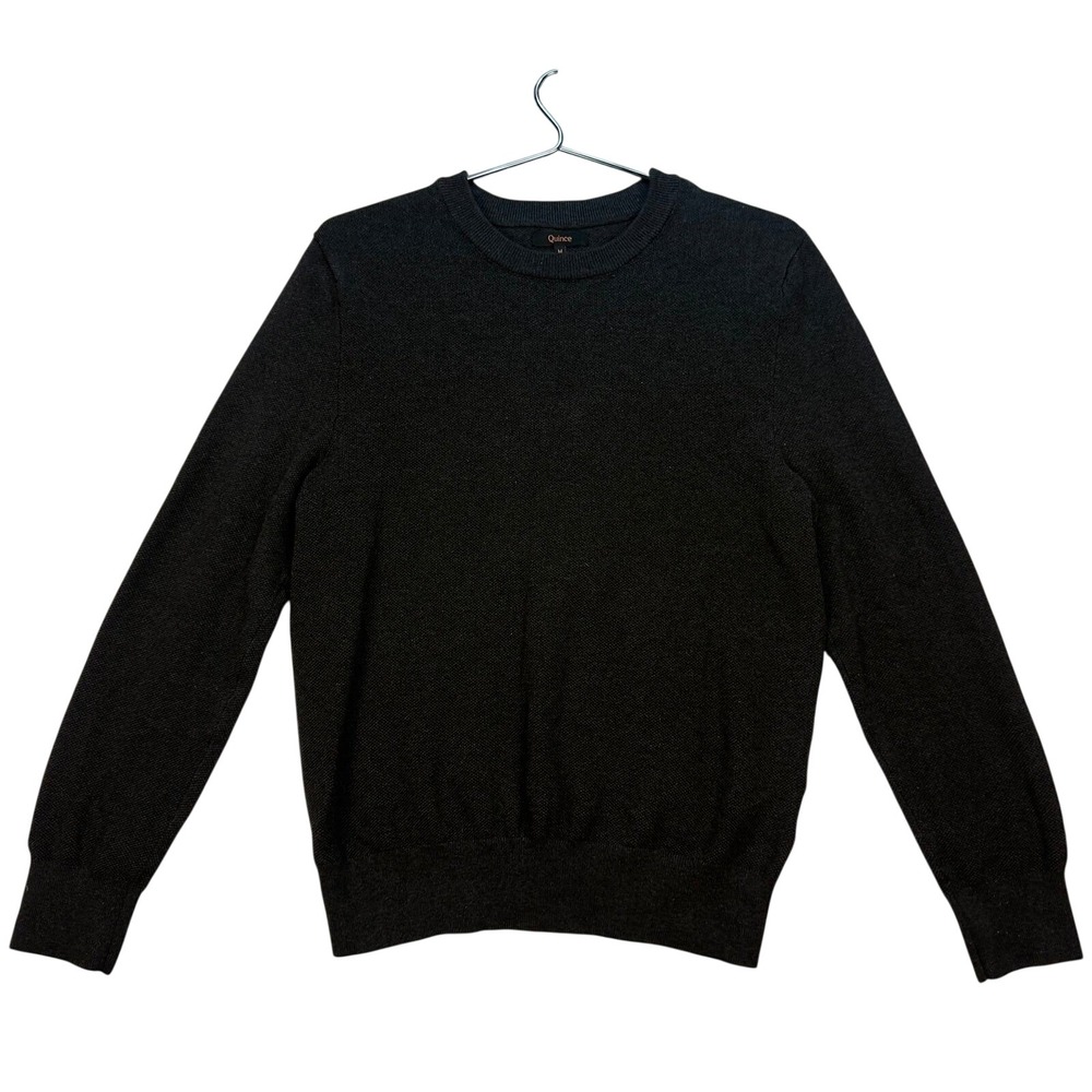 Quince Organic Cotton Pique Crewneck Sweater Charcoal Gray Men's Medium